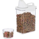 Bote de rangement nourriture, verre doseur, couvercle hermtique, 1, 8 l, croquettes, crales, transparent ...