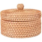 Bo�te de rangement en rotin tiss� � la main avec couvercle osier th� r�cipient alimentaire pique - nique ...