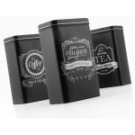 Bo�te rectangulaire coffee tea & sugar en m�tal