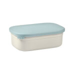Bo�te repas enfant beaba inox 3 compartiments - couvercle silicone bleu, finition gris velours