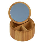 Boite ronde � bijoux en bois avec miroir - regina 3147