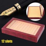 Bote  stylos en bois pour 12 stylos plume, bote porte - stylos avec vitrine, bote d'organisation ...