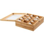 Acaza - bo�te � th� - avec couvercle transparent - 12 compartiments - bambou