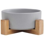 Bol pour chat et chien - bol pour chat et chiot bol pour chat avec cadre en bambou �l�gant (gris)