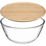 5five simply smart - saladier en verre de 2, 5 l avec couvercle en bambou - mod�le five, id�al pour salades ...