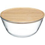 5five simply smart - saladier en verre de 2, 5 l avec couvercle en bambou - mod�le five, id�al pour salades ...