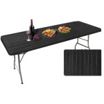 Table pliante rectangulaire en aspect rotin - table de jardin 8 personnes l181 x l75. 5 x h73cm - table ...