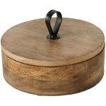 Bote ronde kabir, en bois de mangue,  19 cm