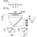Bonde de douche multiposition d90 james d�me chrom� sortie 40mm - wirquin pro