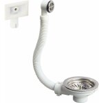 Bonde  panier pour vier 1 bac d9 mm avec trop - plein, wirquin sp2490050, blanc
