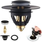 Bonde popup bouchon lavabo en acier inoxydable pour lavabo universel pop up filtre, 3439mm, noir