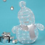 Bonhomme de neige lumineux intrieur mtallique h33cm couleur argent 80 leds blanc froid lotti