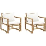 Bonnevie - lot de 2 chaises de jardin fauteuils de jardin avec coussins et oreillers bambou 25327