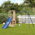 Aire de jeux maisonnette de jeu avec toboggan et balan�oire - maison de jeu - pin massif bv218072