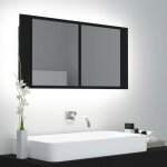 Bonnevie - armoire de salle de bain - meuble de rangement style contemporain à miroir à led noir 90x12x45 ... Bonnevie - armoire de salle de bain - meuble de rangement style contemporain à miroir à led noir 90x12x45 ...