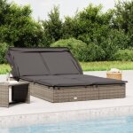 Bonnevie - bain de soleil 2 places avec toit - chaise de jardin transat de jardin - pliable gris 213x118x97 ...