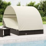 Bonnevie - bain de soleil 2 places avec toit - chaise de jardin transat de jardin - rond noir 211x112x140 ...