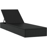 Bonnevie - bain de soleil chaise de jardin transat de jardin - avec coussin noir 201x55x62 cm rsine ...