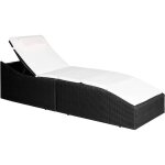 Bonnevie - bain de soleil chaise de jardin transat de jardin - avec coussin rsine tresse noir bv788875 ...