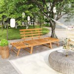 Bonnevie - banc de jardin 2 - en - 1 banquette de jardin - mobilier de jardin 190 cm bois solide d'acacia ...