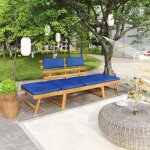 Bonnevie - banc de jardin banquette de jardin - mobilier de jardin avec coussins 2 - en - 1 190 cm bois ...
