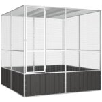 Bonnevie - cage  oiseaux volire moderne - anthracite 213, 5x217, 5x211, 5 cm acier galvanis bv438884 ...