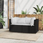Bonnevie - canap� d'angle de jardin canap� relax - banc de jardin avec coussins noir r�sine tress�e bv924559 ...