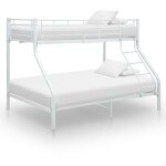 Bonnevie - lit adulte contemporain cadre de lit superpos� blanc m�tal 140x200 cm / 90x200 cm 50414