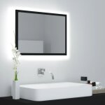Bonnevie - miroir � led style baroque - miroir lumineux de salle de bain noir 60x8, 5x37 cm agglom�r� ...