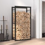 Bonnevie - portant de bois de chauffage porte - bches - abri de stockage pour jardin - noir mat 50x28x94 ...