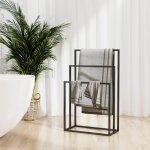 Bonnevie - porte - serviette sur pied de salle de bain style contemporain - noir 48x24x79 cm fer bv889875 ...