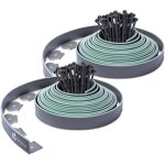 Bordure de jardin flexible plastique gris bord� de vert clair 20m avec 60 piquets - hauteur 5cm - epaisseur ...