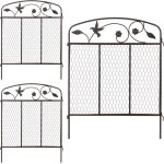 Relaxdays - bordure de jardin � planter, 3 �l�ments de cl�ture, hxl : 79 x 63 cm, m�tal, design vintage, ...