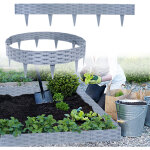 Bordure de pelouse en plastique effet rotin : 5m avec 5 lments de 100 cm en gris - bordure de parterre ...