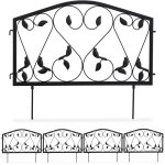 Bordure potager, clture jardin 4 lments, fer, antique, design feuilles, h x l : 33 x 225 cm, noir ...