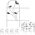 Bordure potager, clture jardin 5 lments, mtal, design papillon, h x l : 46 x 250 cm, noir - relaxdays ...