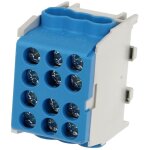 Bornier bleu enclipsable sur rail din pour c�ble neutre