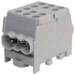 Bornier r�partiteur gris - 160a - cu ou alu - 6 trous ( 2x35 et 4x25 mm� ) montage rail din