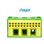 Bornier de terre sans vis 11x4 mm² + 3x25 mm² hager kn14e Bornier de terre sans vis 11x4 mm² + 3x25 mm² hager kn14e