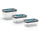 Bosch - 3 boites de conservation sous vide hermetiques : 0, 7l, 1, 0l et 1, 5l - bac degouttement - indicateur ...
