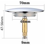 Bouchon de baignoire, � 70 mm, avec double joint, r�glable en hauteur, bouchon de baignoire universel, ...