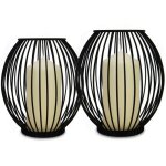 Bougeoirs cage - lot de 2 petites et grandes lanternes � bougie pilier porte - cage � oiseaux pour bougies ...