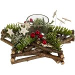 Bougeoir toile en bois dcor pour centre de table avec photophore en verre - dcoration de nol frique ...