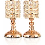 Bougeoirs en cristal dor lot de 2 bougies chauffe - plat cylindriques en mtal bougeoir luxueux de 20 ...