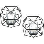 Bougeoir g�om�trique, lot de 2, pour bougies chauffe - plat et votives, porte - bougie, pot bougie, noir ...