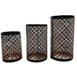 Bougeoir photophore noir - lot de 3 lanterne m�tal porte bougie pilier orientale marocaine design decoration ...