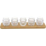 Bougeoirs en verre avec support en bambou