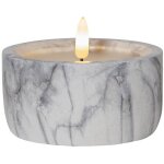 Star trading - bougie flamme marble, bougie ronde, design mamor, led, minuterie, blanc chaud, 7, 5 cm ...