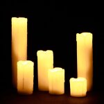 Bougie � led lot de 6, en cire v�ritable sans flamme bougie �lectrique � piles diam�tre 5 cm, cr�me - ...