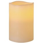 Bougie led cire v�ritable 'big', pile et minuterie, scintillante, cr�me, 15cm - star trading